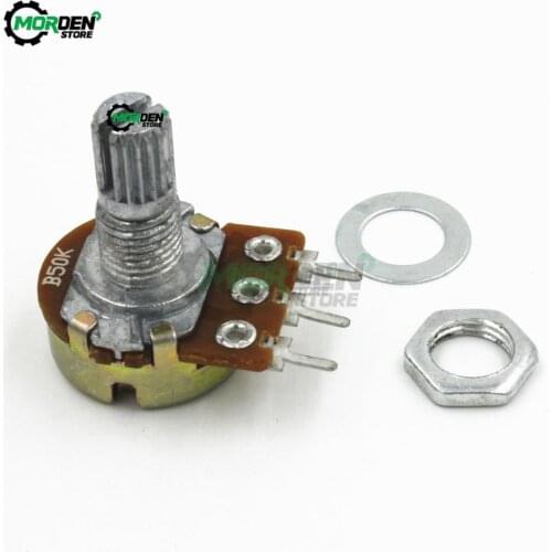 5PCS WH148 1K 2K 5K 10K 20K 50K 100K 250K 500K 3Pin Rotary Potentiometer Knurled Shaft Taper Resistor W/Knob for Audrino