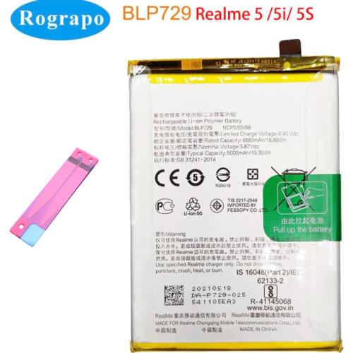 New 5000mAh BLP729 Phone Battery For Oppo Realme C3 C3i 5 5i 5s RMX2027 RMX2020 MX2021 RMX1911 RMX1919 RMX2030 RMX2032 RMX1925
