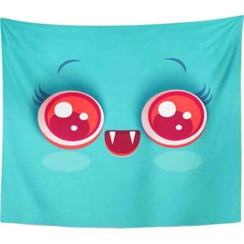 Anime Alien Cute Face of Vampire Dracula for Halloween Kawaii with Red Eyes Costume Animal Bat Tapestry Home Decor Wall Hanging