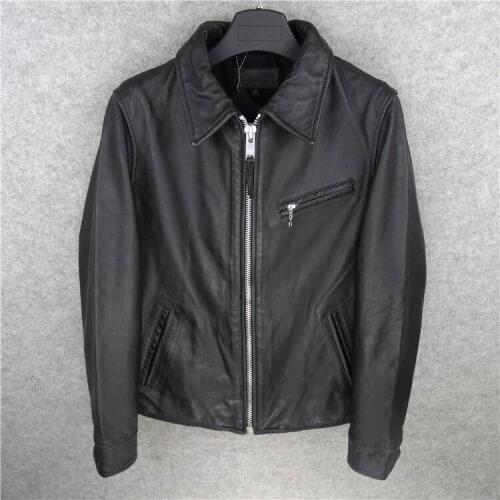 Free shipping,Brand mens 100% genuine leather Jackets,classic cow leather jacket,japan style jacket.black sales