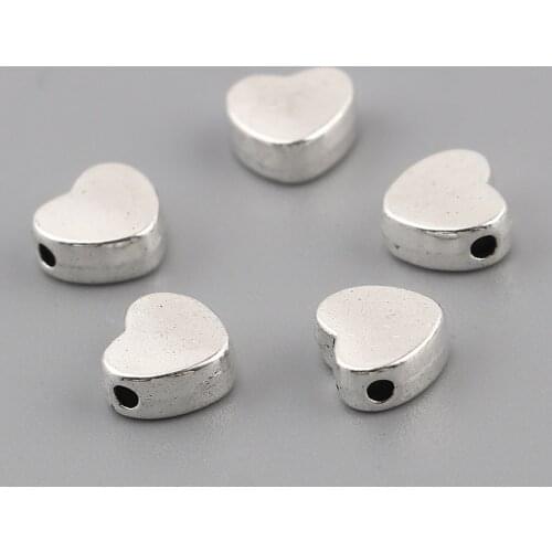 Sweet Valentines Day Spacer Beads Heart Antique Silver Color Metal Beads DIY Making Necklace Jewelry Gifts About 7mmx6mm,200PCs