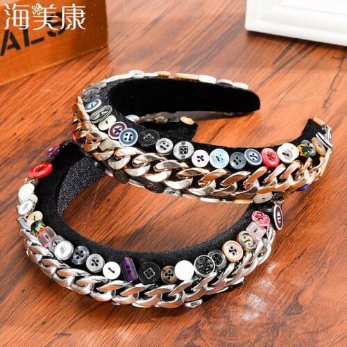 Haimeikang Luxury Sparkly Full Crystal Pearl Baroque Hairband Padded Rhinestone Princess Headband For Headdress Hair Jewelry