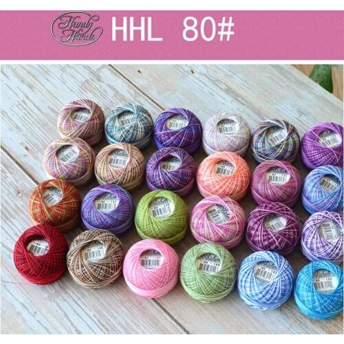 HHL cotton lace line Woven Crochet hook /Shuttle thread NO.80 dyed series 10g/roll 168meters thickness 0.2-0.3mm 148~171