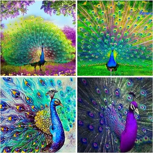 Kamy Yi Diy 5d Square Diamond Handmade Round Rhinestone Cross Stitch Peacock Diamond Painting Home Decoration Gift