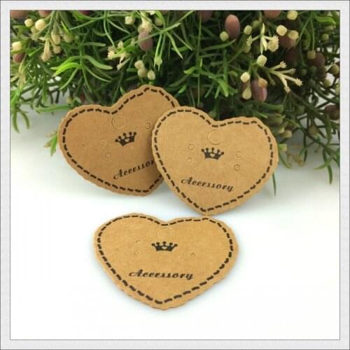 Paper Jewelry Display Packaging Card 200pcs/lot Brown Heart Shape Jewelry/Earring Display Packaging Cards Free Shipping