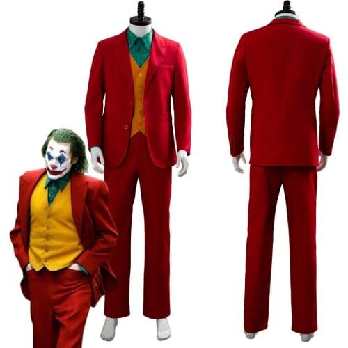 Joker Costume Cosplay Clown men Suit Halloween Carnival Costumes for Adult child Red clothes Coat jacket pants set Four-piece