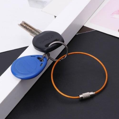 Colorful Stainless Steel Wire Keychain Cable Key Ring Chain Outdoor EDC Luggage Tag Loop Rope G32E