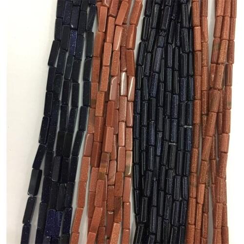 Round Tube Blue Sand Rectangle Gold Sandstone Disc Gemstone Natural Stone Rondelle Seed Spacer Beads for Jewelry Bracelet Diy