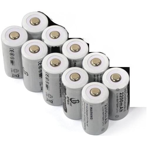 20pcs CR123A 3.7V 16340 2200mAh Rechargeable li-ion Batteries