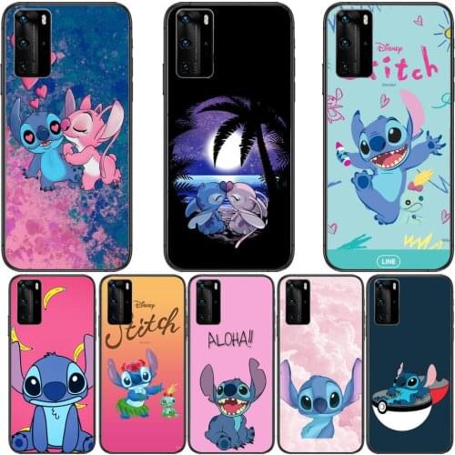 Cute Lovely Stitch Phone Case For Huawei P40 p30 P20 10 9 8 Lite E Pro Plus Black Etui Coque Painting Hoesjes comic fas