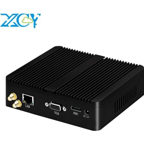 XCY Fanless Mini Pc Intel Celeron j1900 Win Windows 10 7 Linux Thin Client Minipc Pfsense Micro Lan Port Tv Desktop Computer NUC