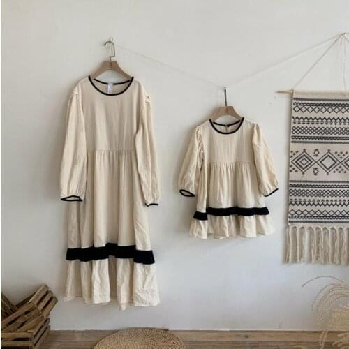 2021 Korea style girls dress fashion cotton autumn full sleeve girls dresses 2-7 years WU741