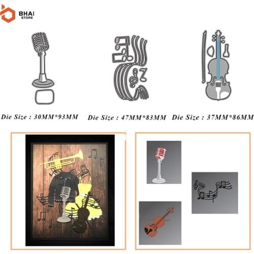 Musical Instruments Guitar Strings Metal Cutting Dies Stencil Scrapbooking DIY Album Stamp Paper Card Embossing Decor Craft