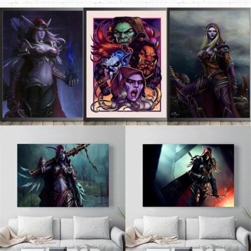 WOW Game Sylvanas Windrunner on The Wall Art Poster and Print Canvas Painting Wall Art Pictures for Living Room No Frame