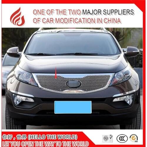 Stainless steel modification car front grille racing grills grill cover trim for Sportage 2011 2012 2013 2014 2015