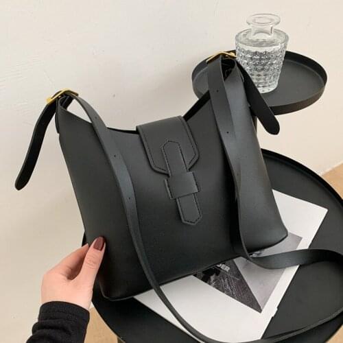 New 2021 Fashion Women PU Leather Shoulder Bucket Bag Large Capacity Ladies Casual Travel Crossbody Bags Messenger Bag For Girls