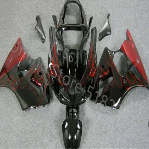 Black red flames motocle Fairing fit For KAWASAKI Ninja ZX6R 00-02 ZX-6R 2000-2002 6R 00 02 ZX 6R 2000 2002 00 01 02 Fairing