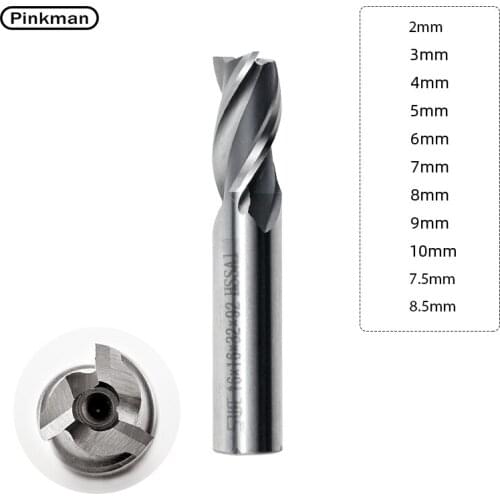 Pinkman 1pc Three Flute 2-10mm Lengthen CNC Milling Cutter Router Bit For Metal Milling Cutters Router Drill Bits For Metal Tool
