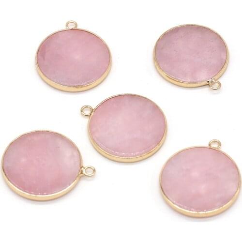 Natural Stone Pendant Pink Crystal for Jewelry Making DIY Accessories Fit Necklace Earrings