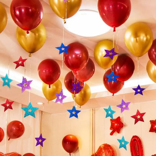 100pcs/lot Red Heart Laser Balloon Pendant Romantic Wedding Room Sequined Ceiling Hanging Pendant Party Ornaments DIY Supplies