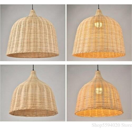 Southeast Asia Bamboo Rattan Weaving Pendant Lights Cafe Dining Room Hanglamp Home Decor Rural Loft Hanging Luminaire Suspendu