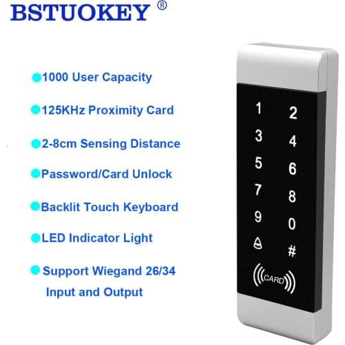 RFID access control 125khz Standalone Access Control Narrow Size Door Frame Touch Keypad with Backlight 1000 user