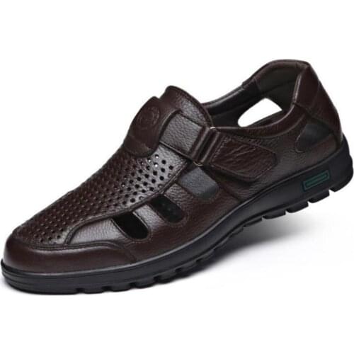 Mens genuine leather sandals outdoor casual 2020Summer men leather sandals for Breathable Walking Beach shoes sandalias hombre