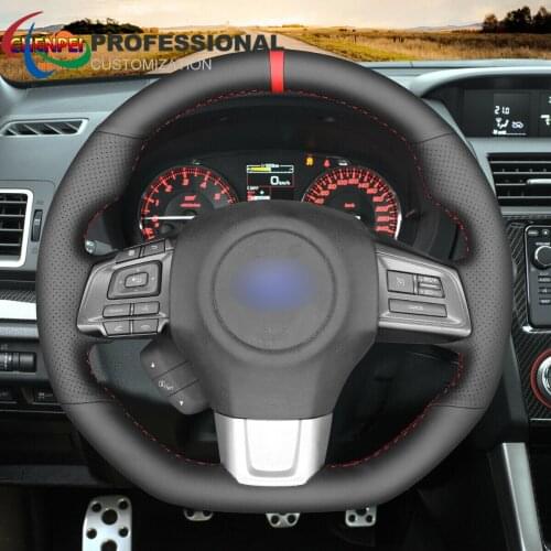 DIY Hand-Sewn Non-Slip Black Leather Car Steering Wheel Cover For Subaru WRX (STI) Levorg 2015-2019 Car Interior Accessories