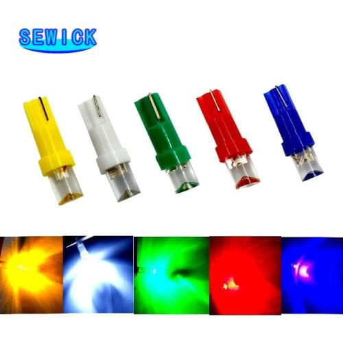 10pcs T5 LED Car Dash Dashboard Lights 74 73 286 Instrument Panel Lamp Speedometer Wedge Side Bulb Concave Lens Green White Blue