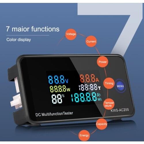 Voltmeter Ammeter DC 0-200V KWS Power Energy Meter LCD Digital DC Wattmeter Electric Meter with Reset Function
