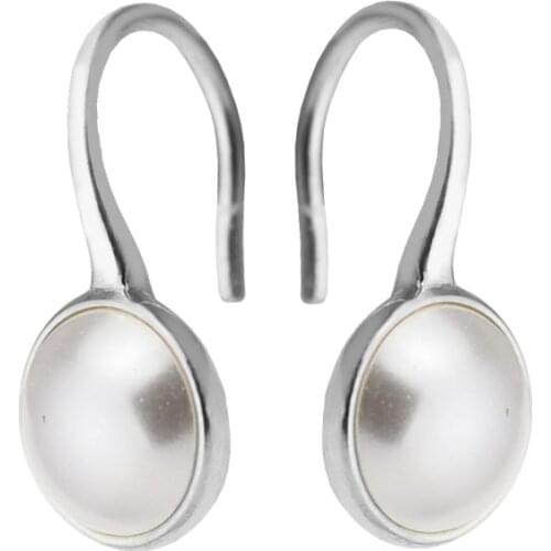 100% Sterling-Silver-Jewelry Luminous Droplets Earrings with White Crystal Pearl 100% 925 Silver Jewelry Free Shipping