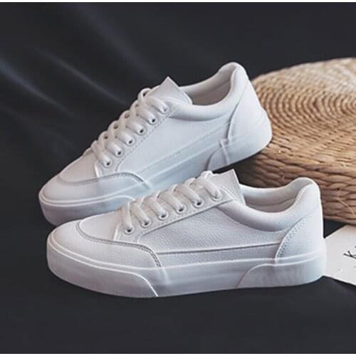 Women Sneakers Soft PU Vulcanized Shoes Woman White Flats Shoes Ladies Casual Comfort 2020 Autumn Spring Female New Fashion