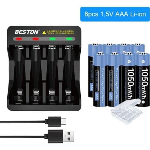 1.5V AAA Rechargeable Battery Li-ion Battery AAA 1.5v 1050mWh Lithium Li-ion Rechargeable Battery 1.5V Li-ion Battery Charger