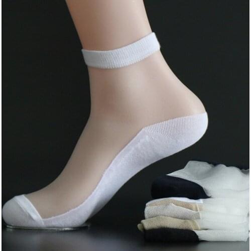 2 Pairs/Lot Male Crystal Silk Summer Thin Short Cool Socks Men Commercial Colorful Sox Boyfriend Gift Hip Hop Dress Calzini