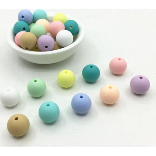 2018 New Silicone Teething Beads Teether Candy Color 100PC 10-15mm Food Grade Materials DIY Sensory Toys Beads Baby Teether