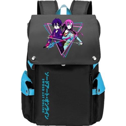 Sword Art Online Anime Travel Backpack Large Laptop Bagpack SAO School Bags Oxford Girls Bookbag Kirito Flag Rucksack