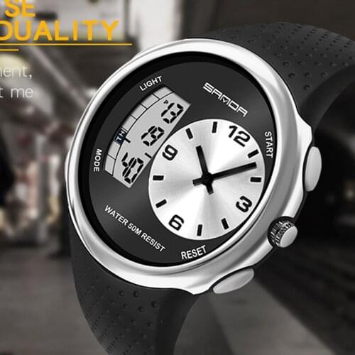 SANDA Watches Men Sports Watches Dual Display Analog Digital Quartz Wristwatches Waterproof Male Clock relogio masculino 763