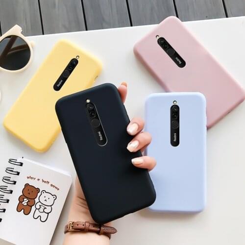 For xiaomi Redmi 8 Case Silicone Macaron Colors Candy Soft TPU Simple Black Casing Phone Back Cover
