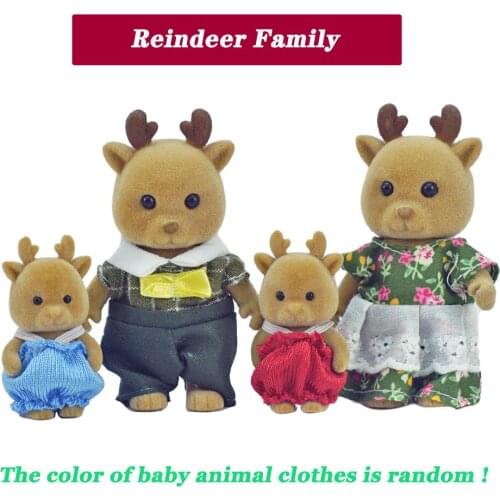 Children Toys Miniatures Furniture For Dolls1/12 Forest Animal Family Action Figure Dolls Set Reindeer Family Diy Toys For Girls