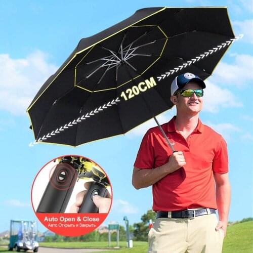 Double Layer Big Windproof Umbrella Rain Women 120cm Automatic 3Folding Strong Umbrella Men Portable Travel Business Umbrellas