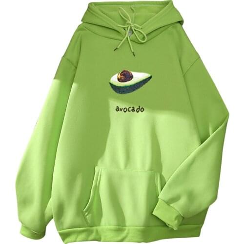 Fashoin 2021 Hoodies Femme Kawaii Fruit Printing Windproof Sweatshirts Warm Pocket Long Sleeve Pullover Top Korean O-neck Blouse