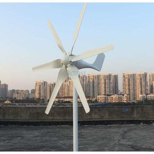 Horizontal Start 1.3m/s New 800w 12v 24v Wind Turbine with 6 Blades and PWM charge controller for Home use