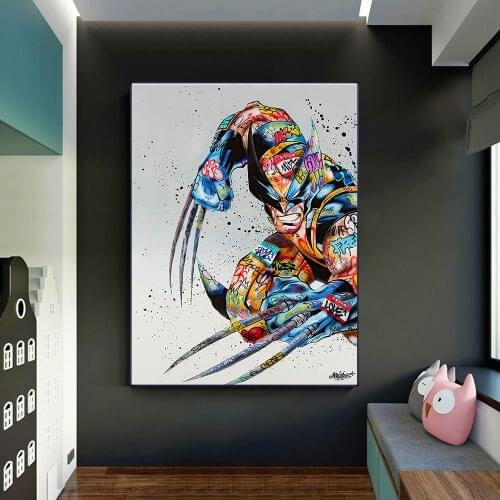Graffiti Wolverine Canvas Prints Painting Modern Wall Art Abstract Pictures for Living Room Bedroom Home Decor