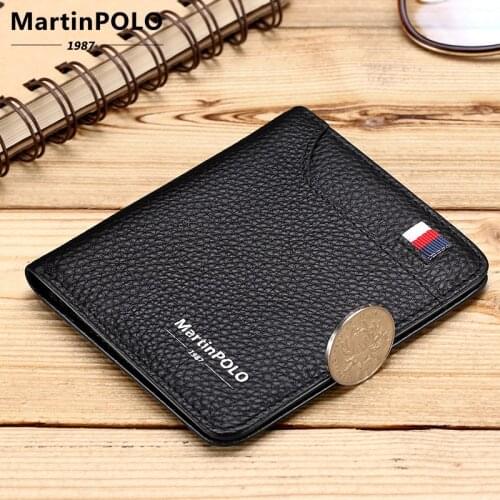 MartinPOLO Genuine leather Wallet Men Small wallet Bifold Slim Credit Card Holder Mini Coin Purse Luxury Wallets For Men MP1005