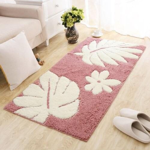 70X140CM Pastoral Floral Bedroom Rugs Pink leaves Carpets Entrance/Hallway Doormat Balcony/Cloakroom Area Rug Children Play Mat