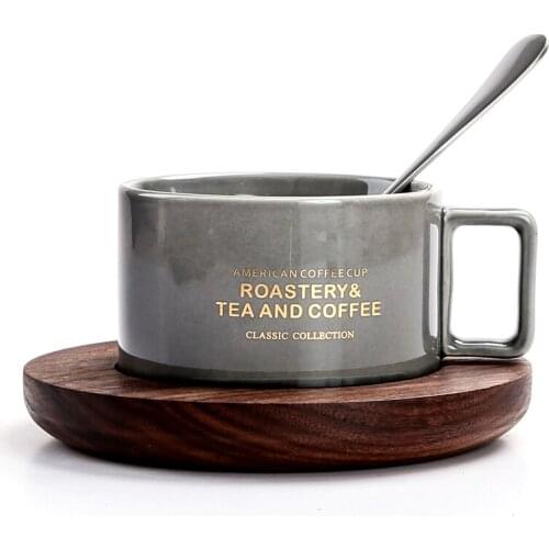 Creative American coffee cup and saucer spoon European style drinking set ceramic mug can be customized 300ML