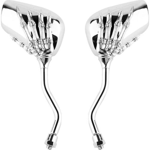 Creativity Funny 1 Pair Left Right Universal Motorcycle Chrome Skull Hands Side Rear View Mirrors Motorcycle Accessories