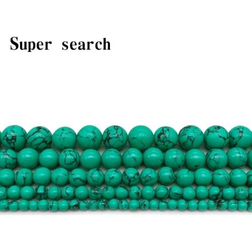Howlite Green calaite Synthetic Stone Round ball 4/6/8/10/12MM Loose beads for jewelry Findings making bracelet DIY