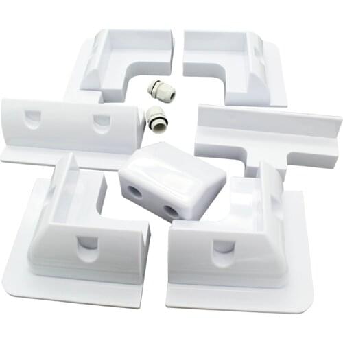 7pcs/set White ABS Solar Panel Mounting Bracket Kits Cable Entry Gand Ideal for Caravan Motorhome RV Boat Vehicle Roof Mount