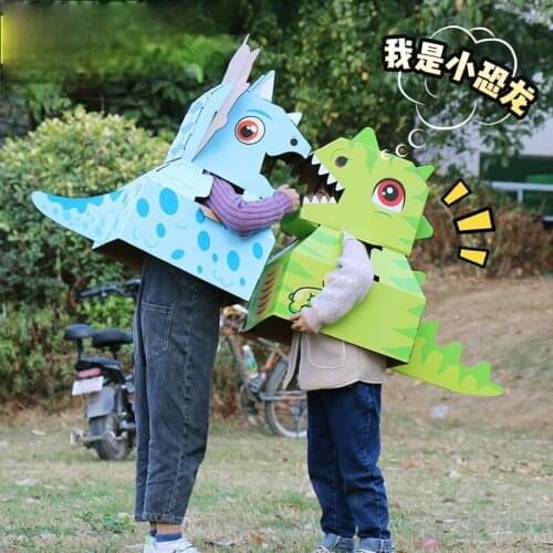 Cartoon Dinosaur Elephant Cardboard Wearable Board Games Montessori DIY Kids Cosplay Assembly Pretend Play Props Parent-child